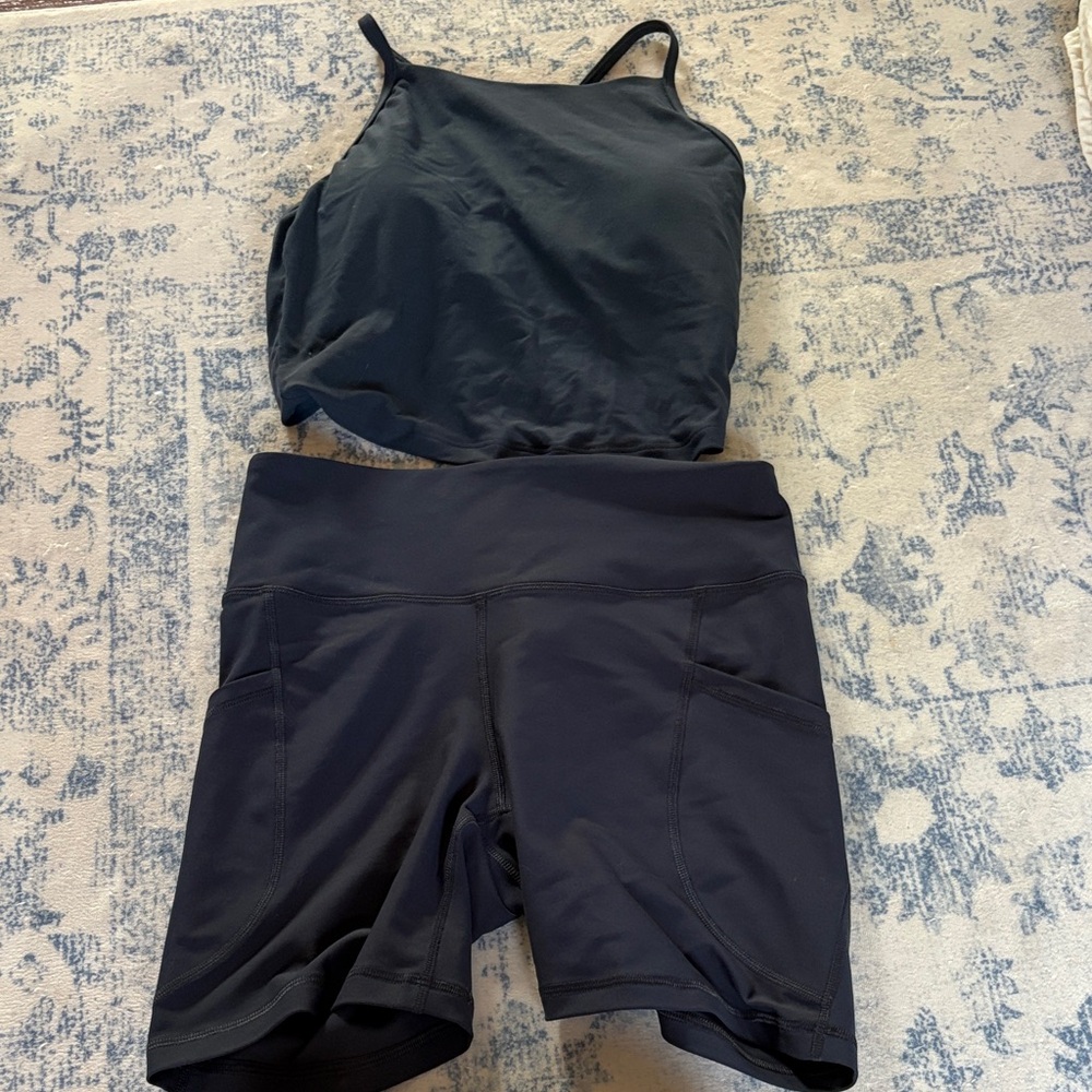 Old Navy Black Women's Bike Shorts with Side Pockets and matching tank
